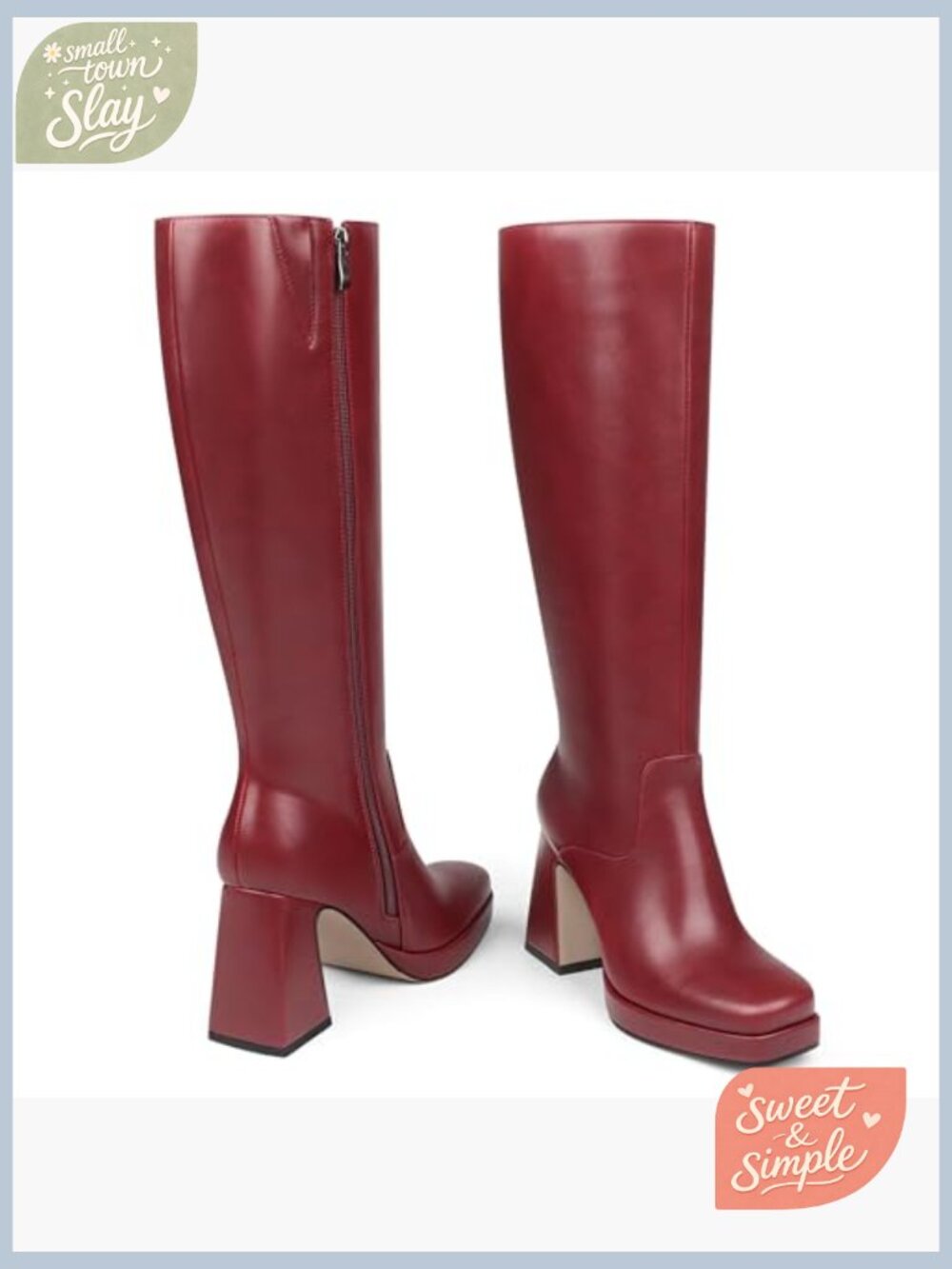 Knee High Boots Pointed Toe Chunky Heel Zipper Dress Boots - Picture 5 of 7